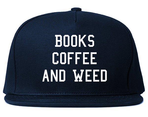 Books Coffee And Weed Snapback Hat Blue