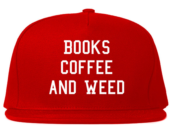 Books Coffee And Weed Snapback Hat Red