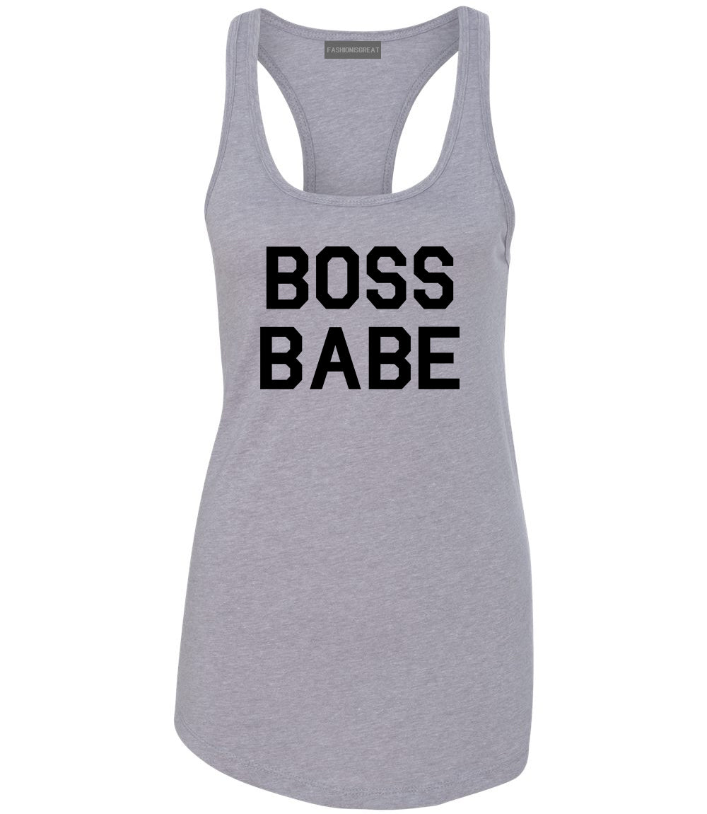 Boss Babe Grey Racerback Tank Top