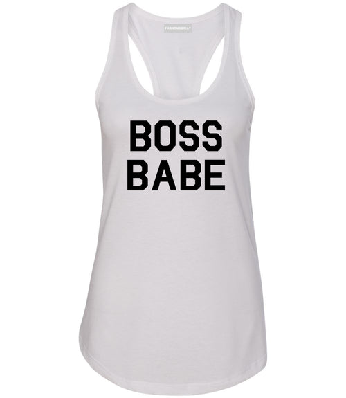 Boss Babe White Racerback Tank Top