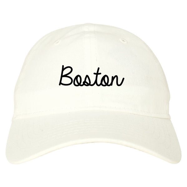 Boston Mass Script Chest white dad hat