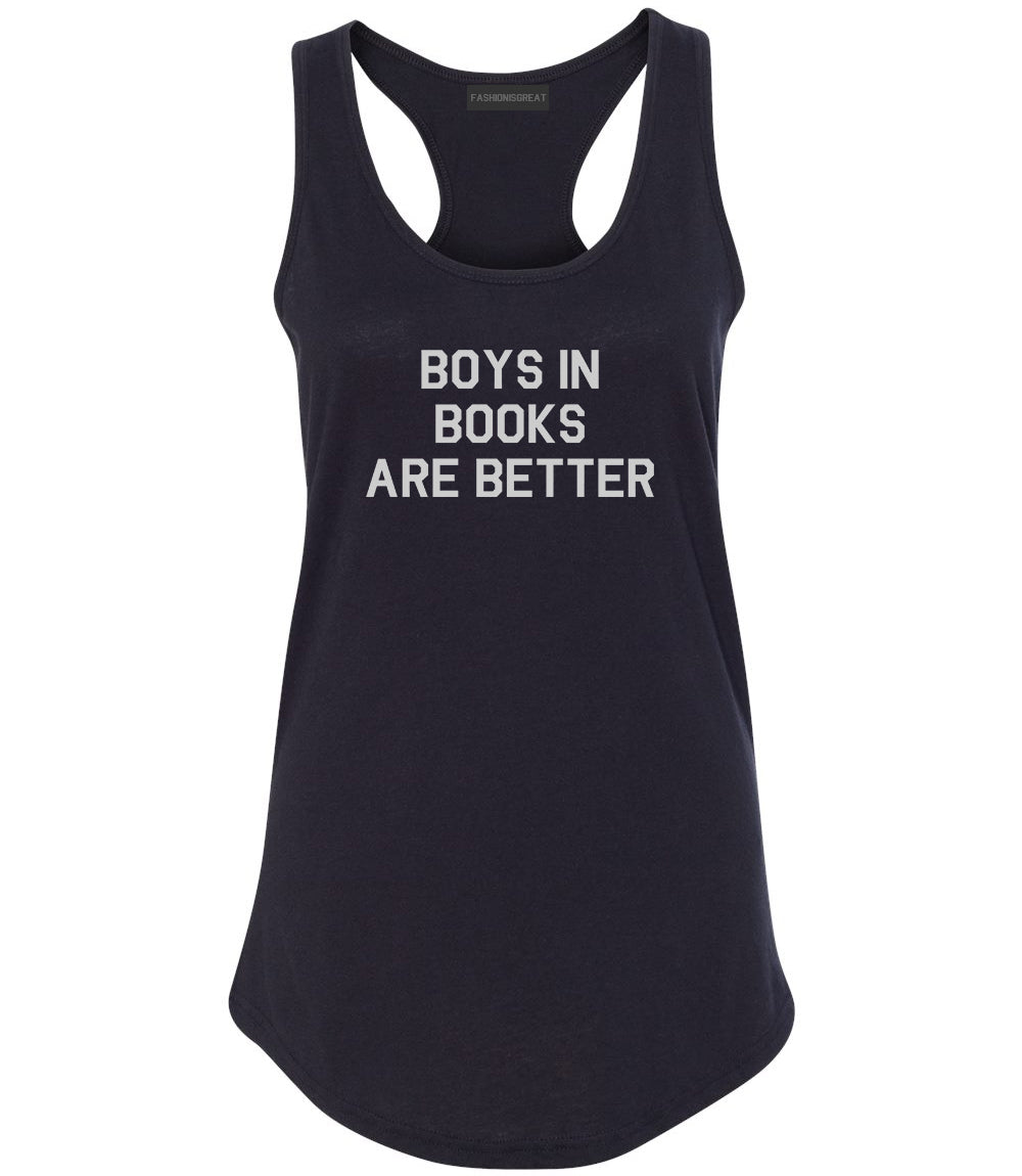Boys In Books Are Better Reading Black Racerback Tank Top