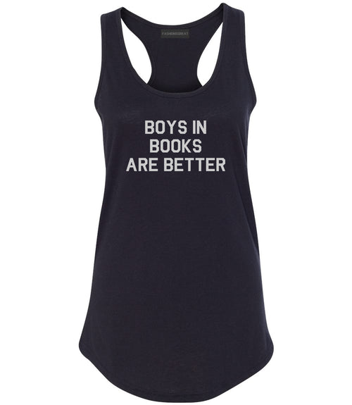 Boys In Books Are Better Reading Black Racerback Tank Top