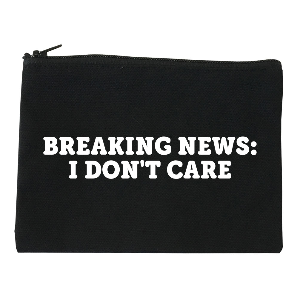 Breaking News I Dont Care Funny Makeup Bag Red