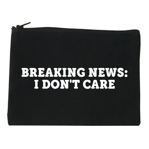 Breaking News I Dont Care Funny Makeup Bag Red