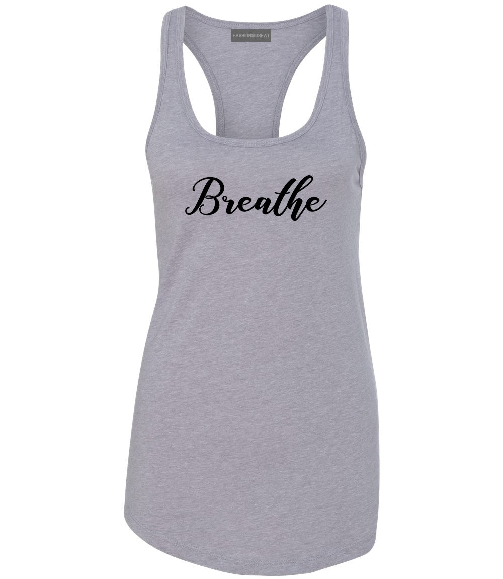 Breathe Yoga Peaceful Grey Racerback Tank Top
