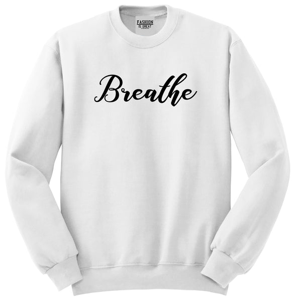 Breathe Yoga Peaceful White Crewneck Sweatshirt