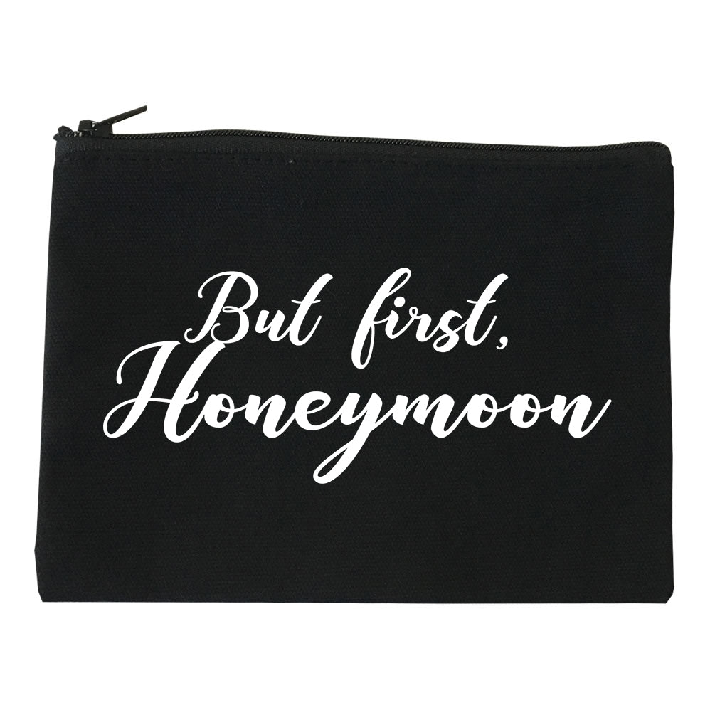 But First Honeymoon Wedding Black Makeup Bag
