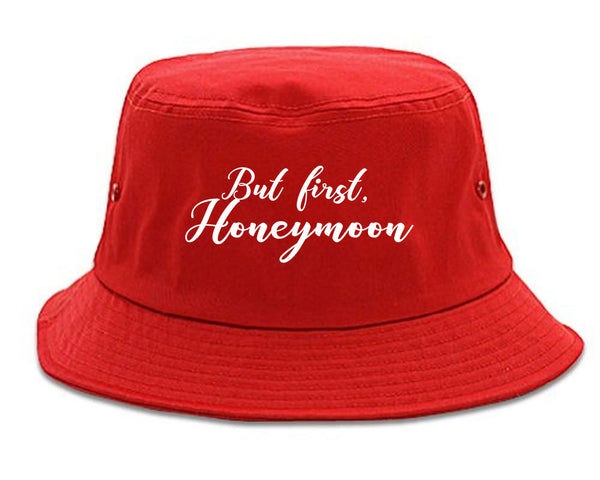 But First Honeymoon Wedding Red Bucket Hat
