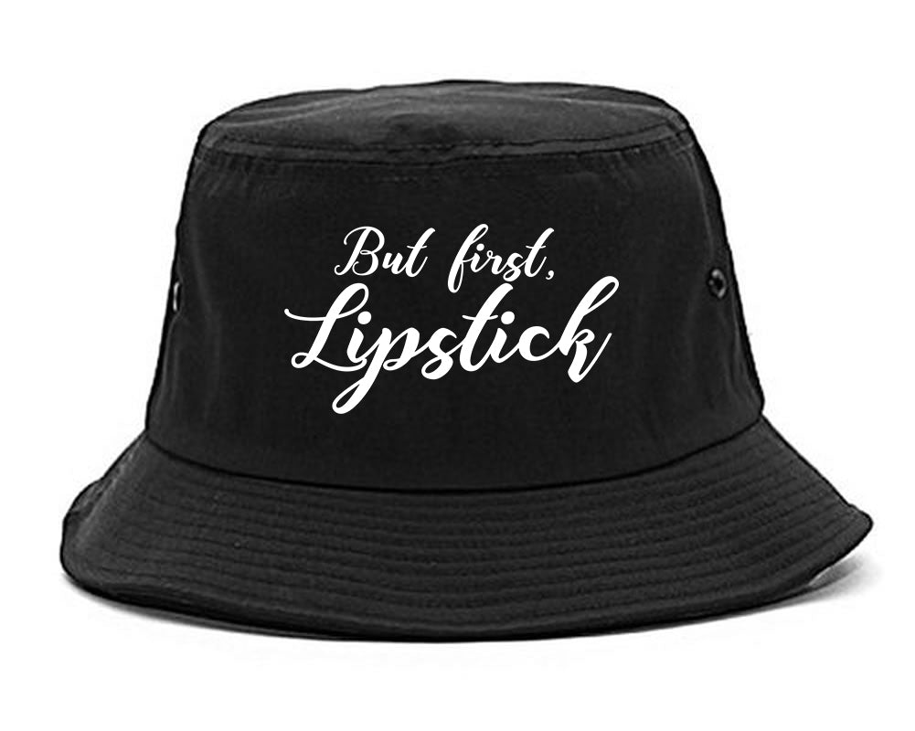 But First Lipstick Makeup Black Bucket Hat