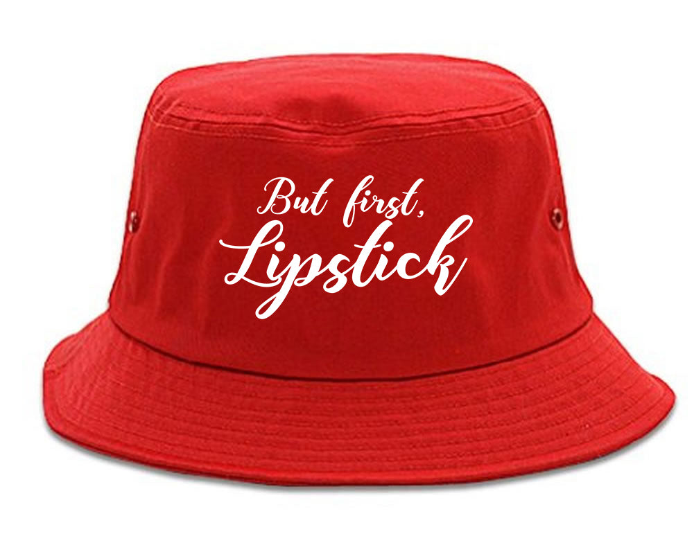 But First Lipstick Makeup Red Bucket Hat