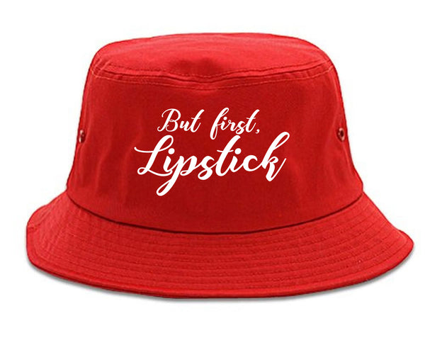 But First Lipstick Makeup Red Bucket Hat