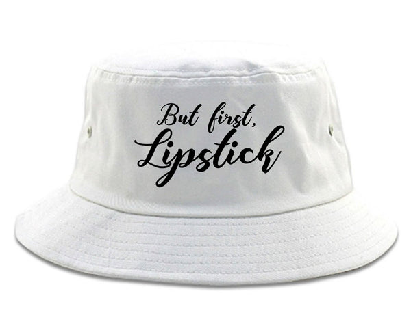 But First Lipstick Makeup White Bucket Hat