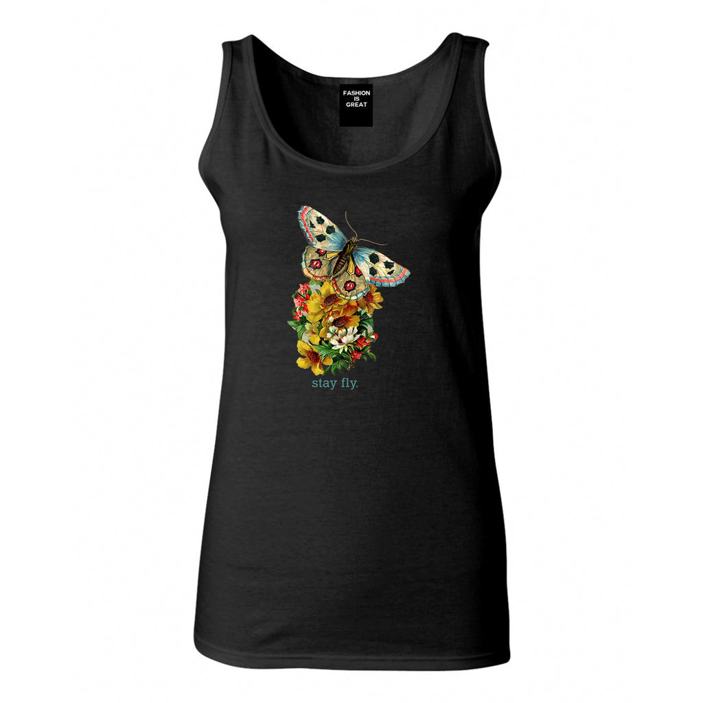 Butterfly Stay Fly Womens Tank Top Shirt Black