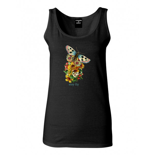 Butterfly Stay Fly Womens Tank Top Shirt Black