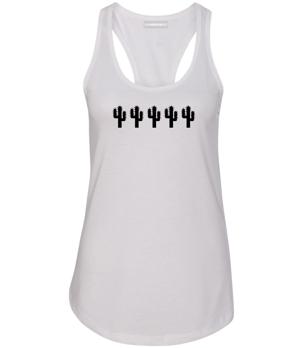 Cactus Plant Lover White Womens Racerback Tank Top