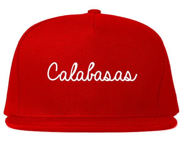 Calabasas CA Script Chest Red Snapback Hat