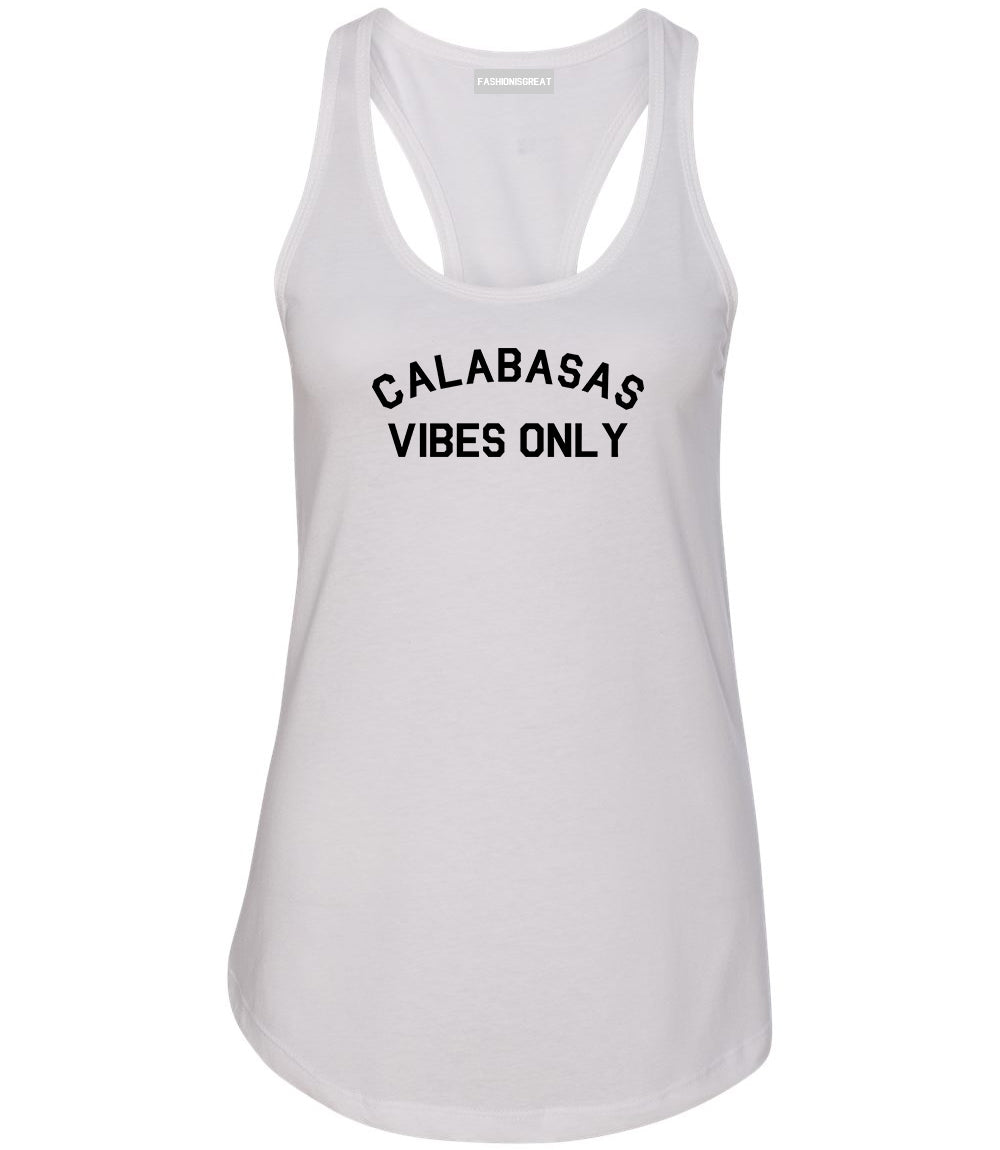Calabasas Vibes Only California White Womens Racerback Tank Top