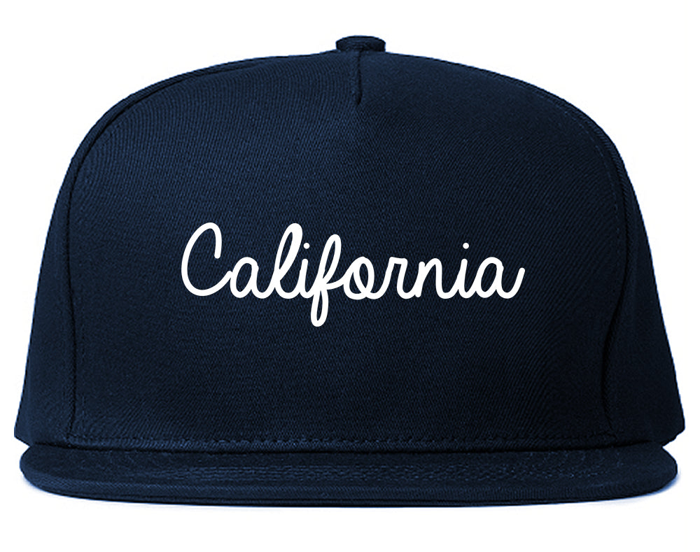 California CA Script Chest Blue Snapback Hat