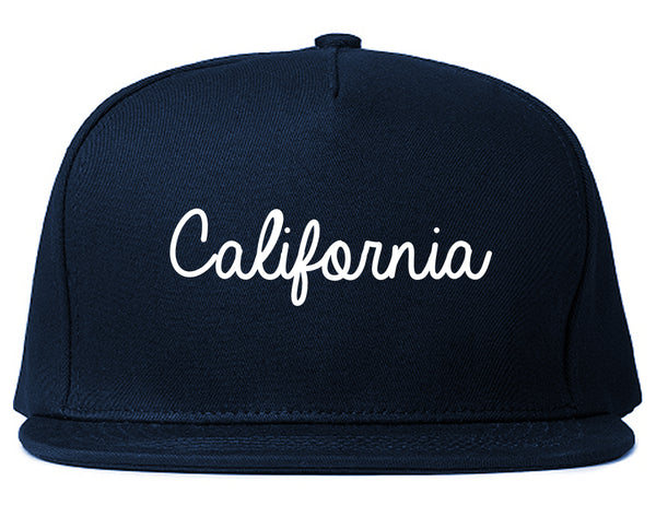 California CA Script Chest Blue Snapback Hat