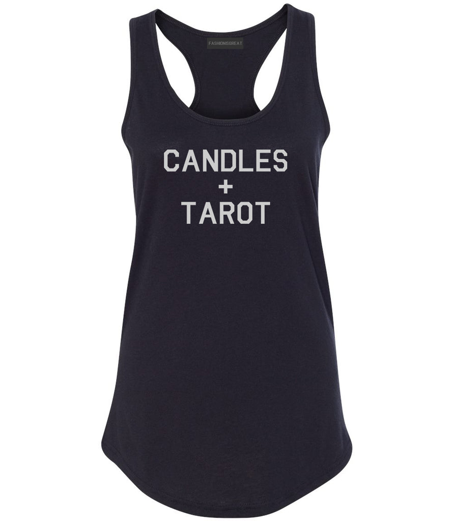 Candles And Tarot Cards Black Womens Racerback Tank Top