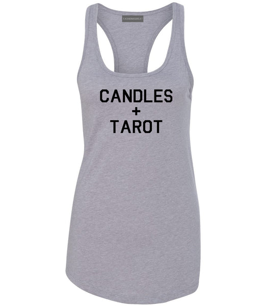 Candles And Tarot Cards Grey Womens Racerback Tank Top