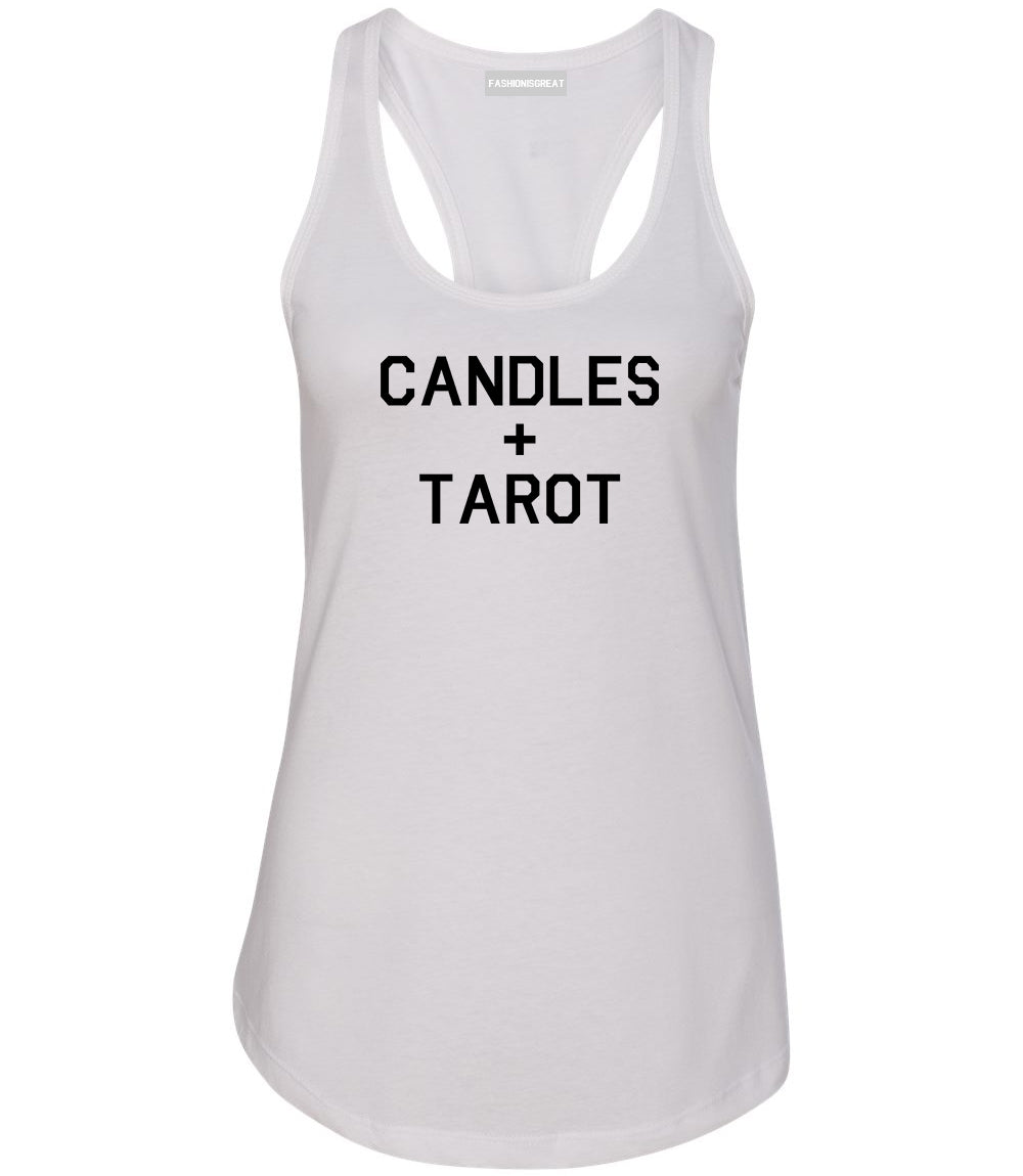 Candles And Tarot Cards White Womens Racerback Tank Top