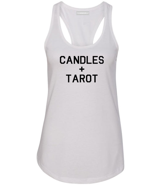 Candles And Tarot Cards White Womens Racerback Tank Top