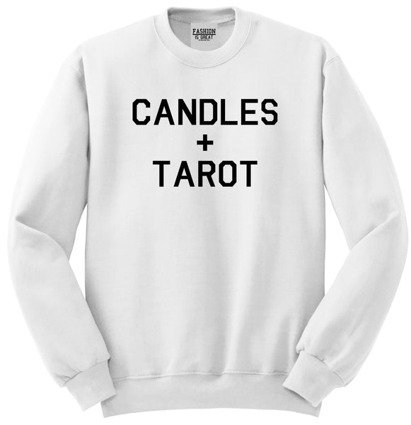 Candles And Tarot Cards White Womens Crewneck Sweatshirt
