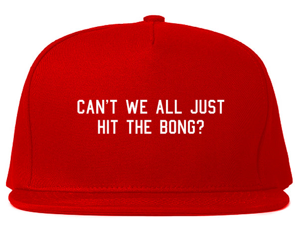 Cant We Get Along Hit Bong Snapback Hat Red