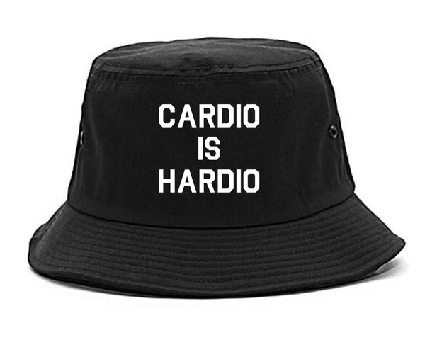 Cardio Is Hardio Funny Workout black Bucket Hat