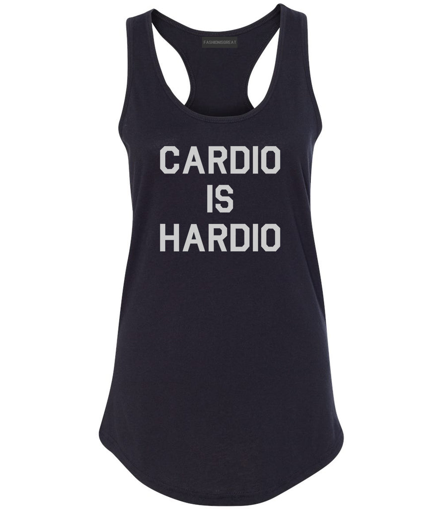 Cardio Is Hardio Funny Workout Black Womens Racerback Tank Top