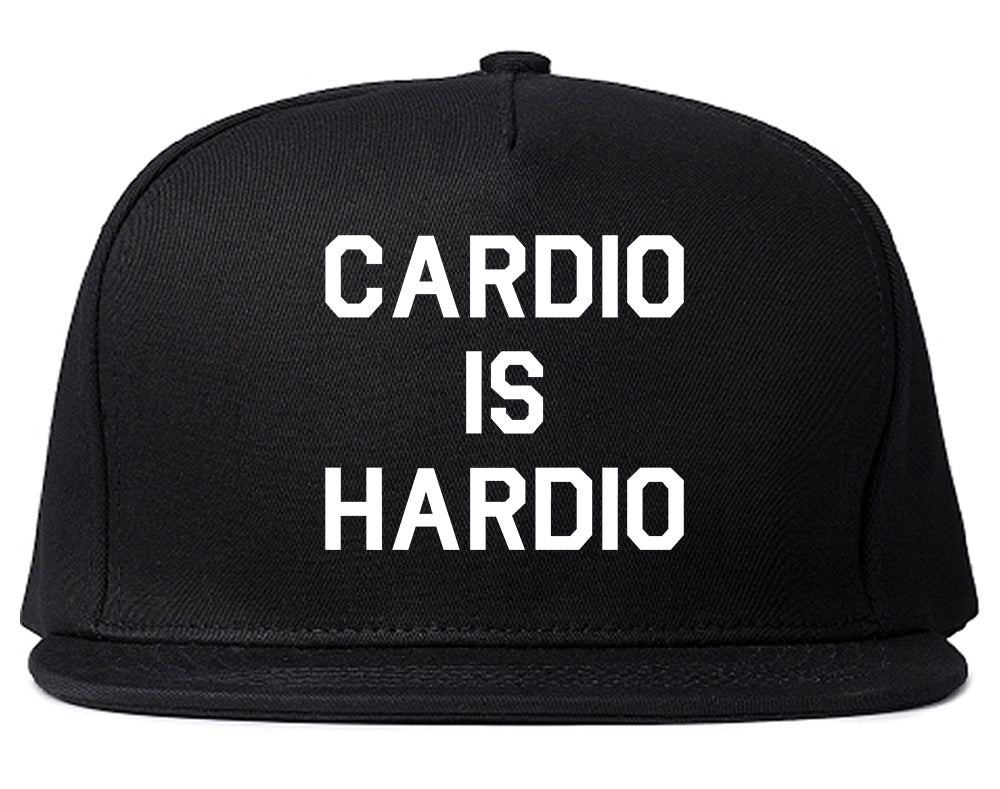 Cardio Is Hardio Funny Workout Black Snapback Hat