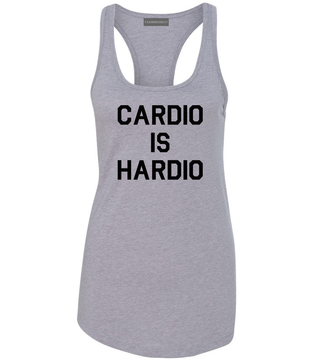 Cardio Is Hardio Funny Workout Grey Womens Racerback Tank Top