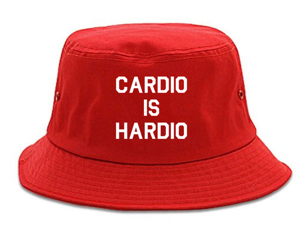 Cardio Is Hardio Funny Workout red Bucket Hat