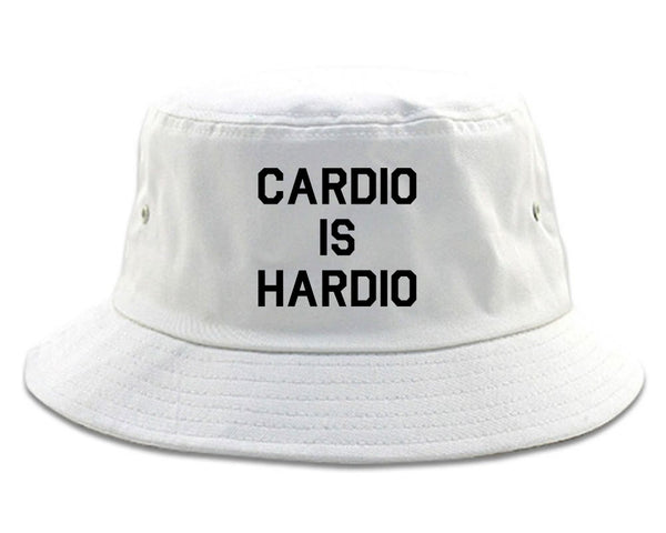 Cardio Is Hardio Funny Workout white Bucket Hat