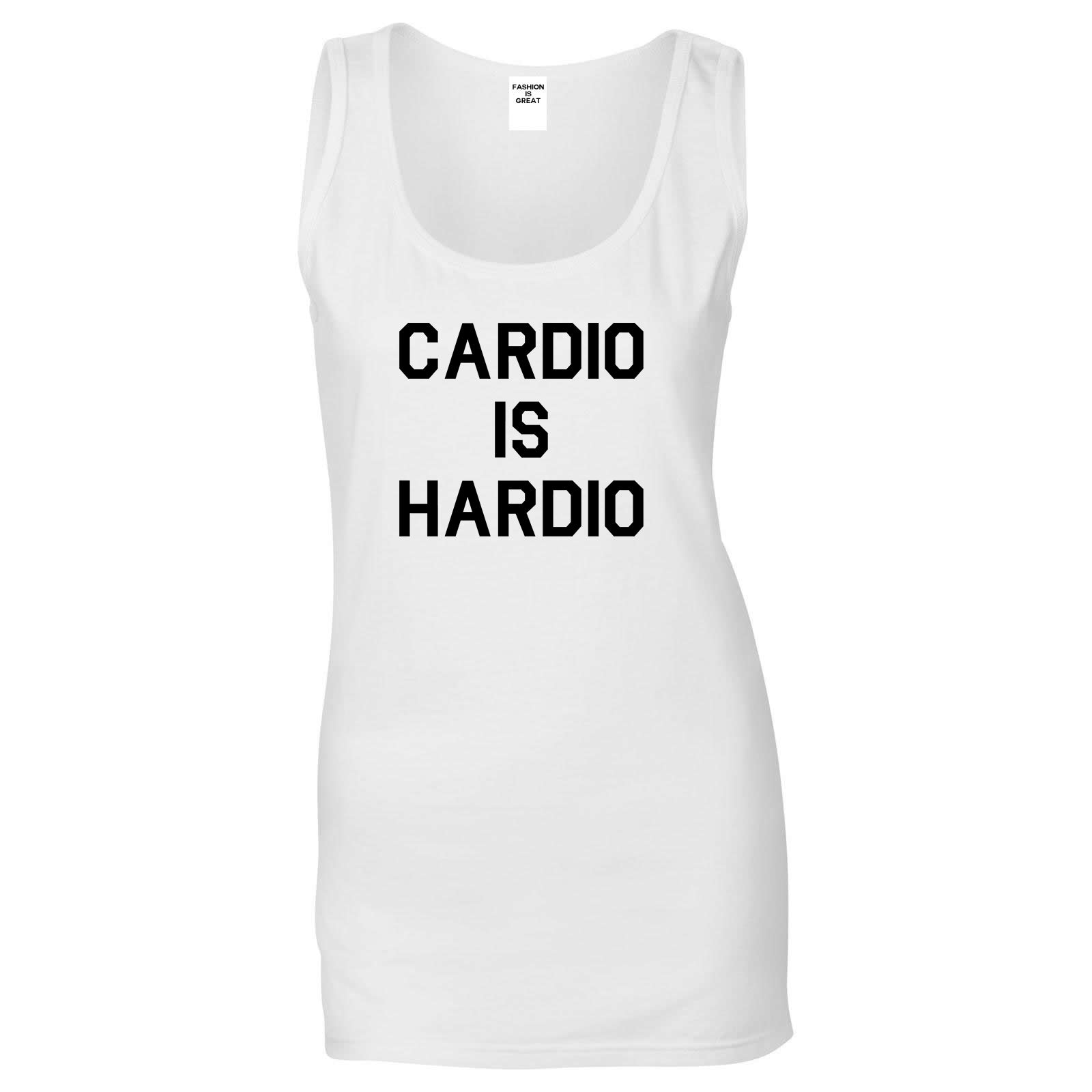 Cardio Is Hardio Funny Workout White Womens Tank Top