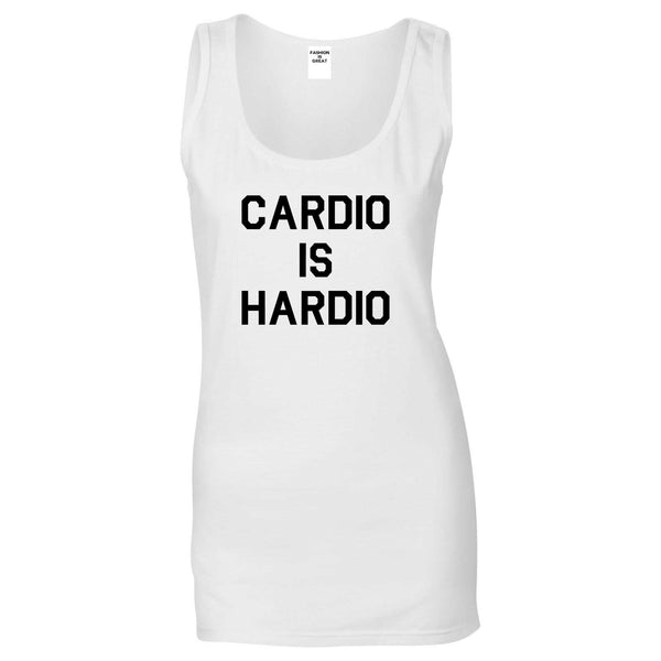 Cardio Is Hardio Funny Workout White Womens Tank Top