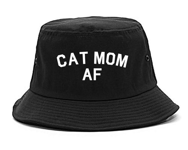 Cat Mom AF Pet Lover Mother Bucket Hat Black