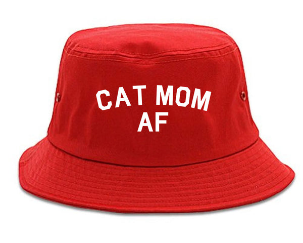 Cat Mom AF Pet Lover Mother Bucket Hat Red