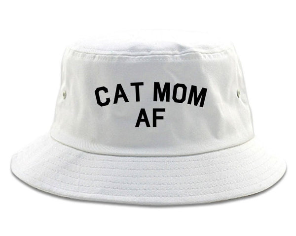 Cat Mom AF Pet Lover Mother Bucket Hat White