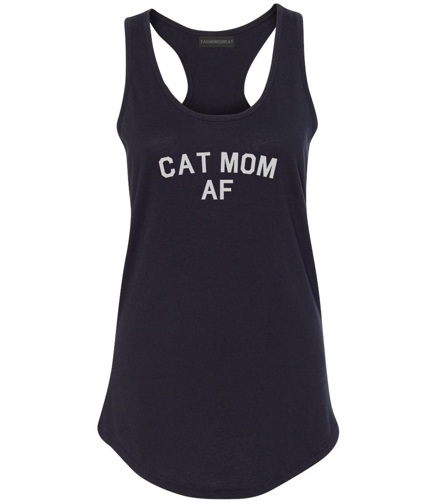 Cat Mom AF Pet Lover Mother Womens Racerback Tank Top Black