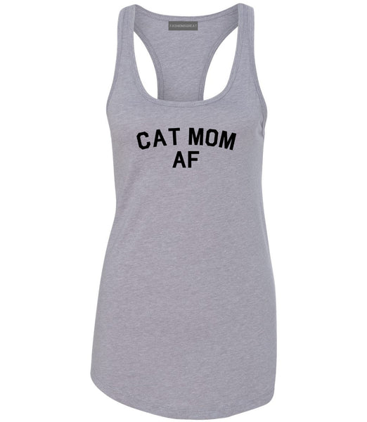Cat Mom AF Pet Lover Mother Womens Racerback Tank Top Grey