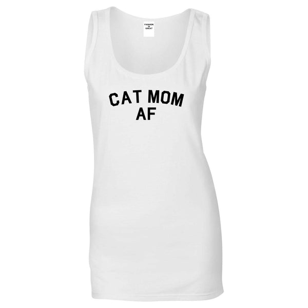 Cat Mom AF Pet Lover Mother Womens Tank Top Shirt White