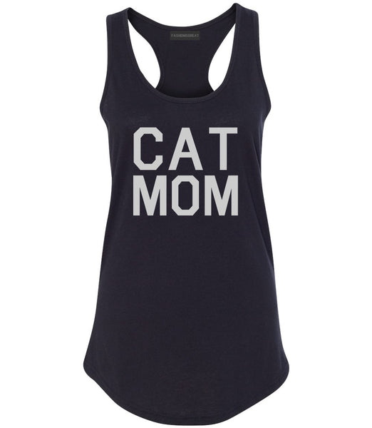 Cat Mom Cat Mother Black Racerback Tank Top