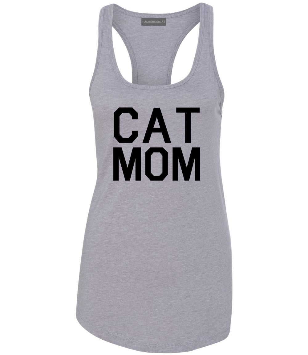 Cat Mom Cat Mother Grey Racerback Tank Top