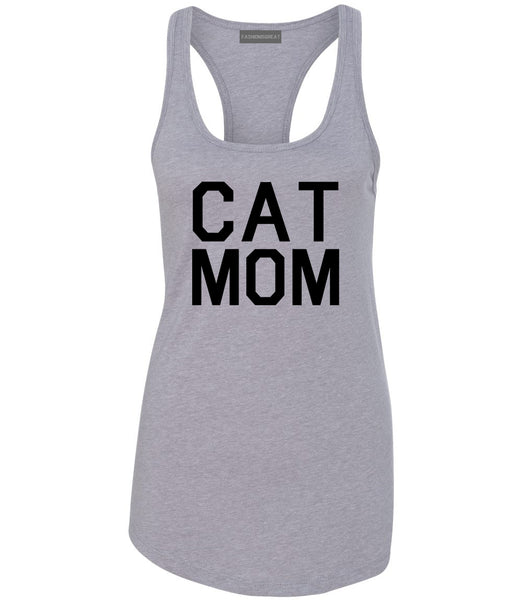 Cat Mom Cat Mother Grey Racerback Tank Top
