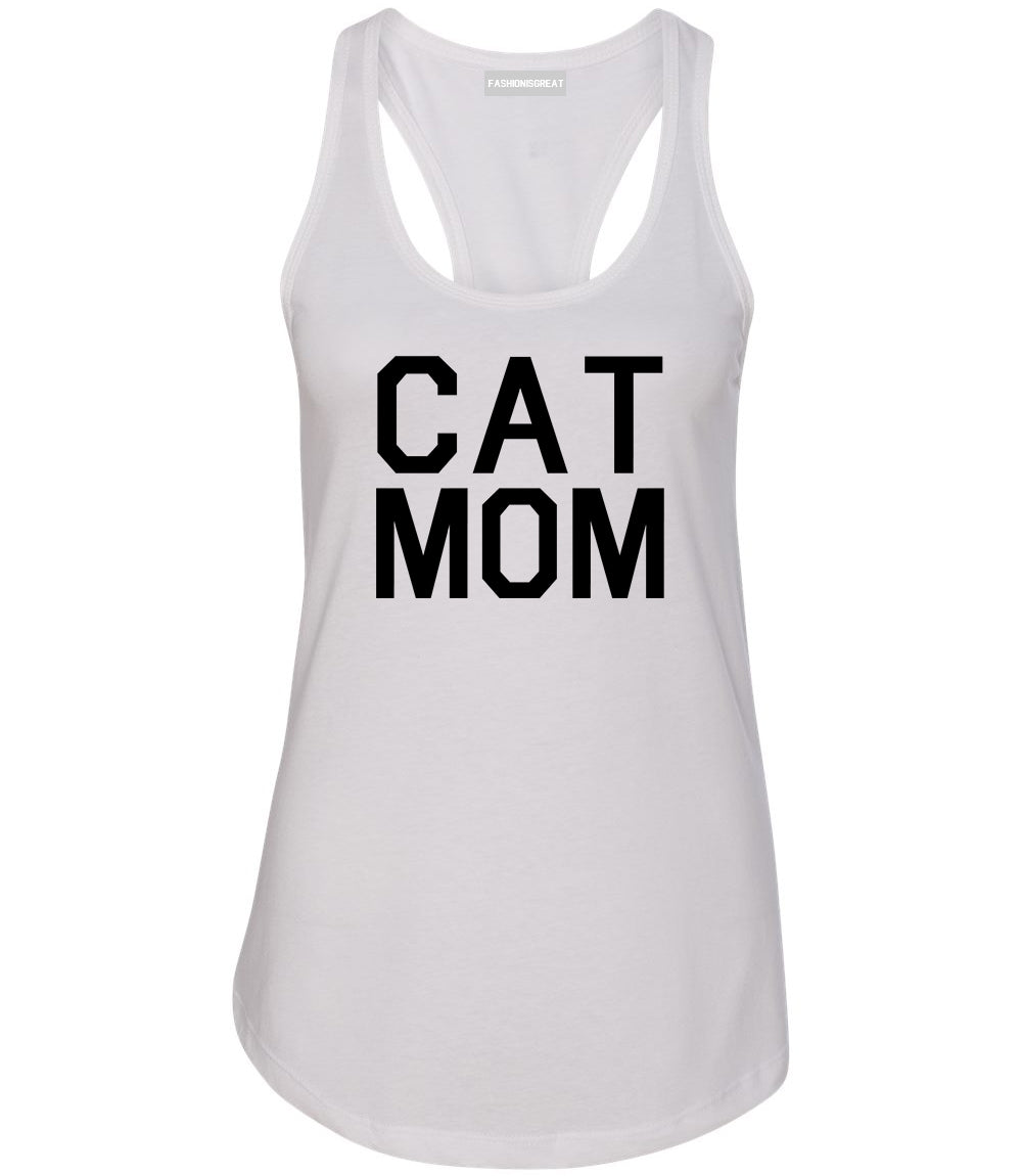 Cat Mom Cat Mother White Racerback Tank Top