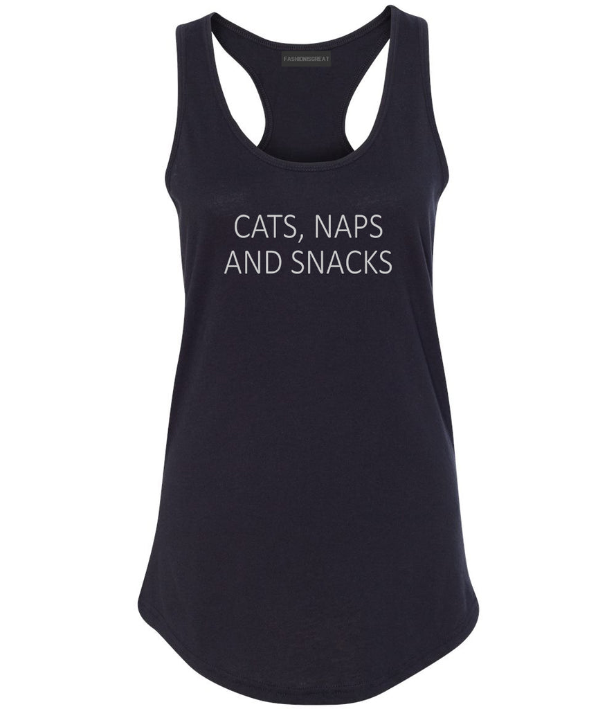 Cats Naps And Snacks Cat Lover Womens Racerback Tank Top Black