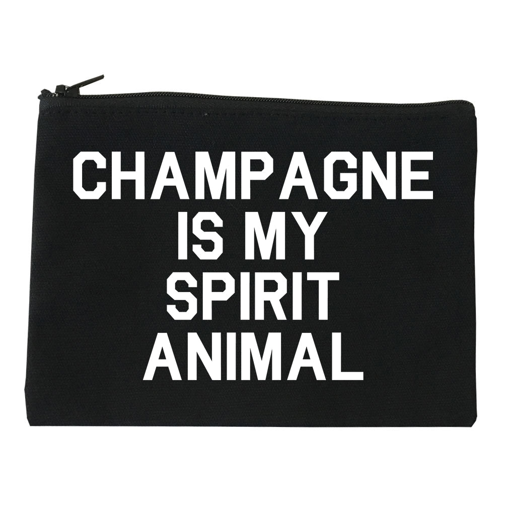 Champagne Is My Spirit Animal Black Makeup Bag